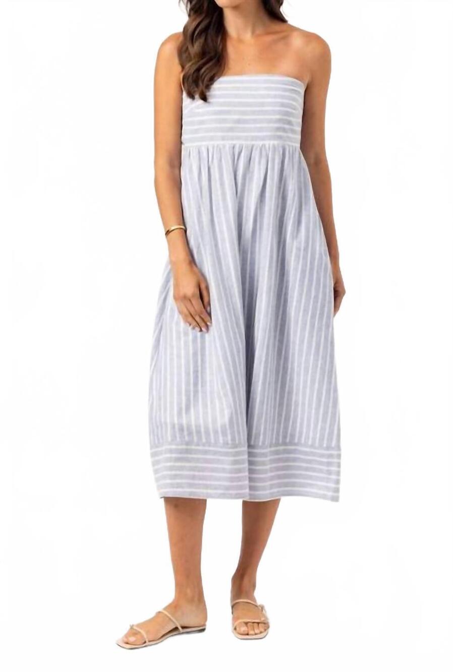 NEW SUNDAYS kenny strapless midi dress in slate stripe